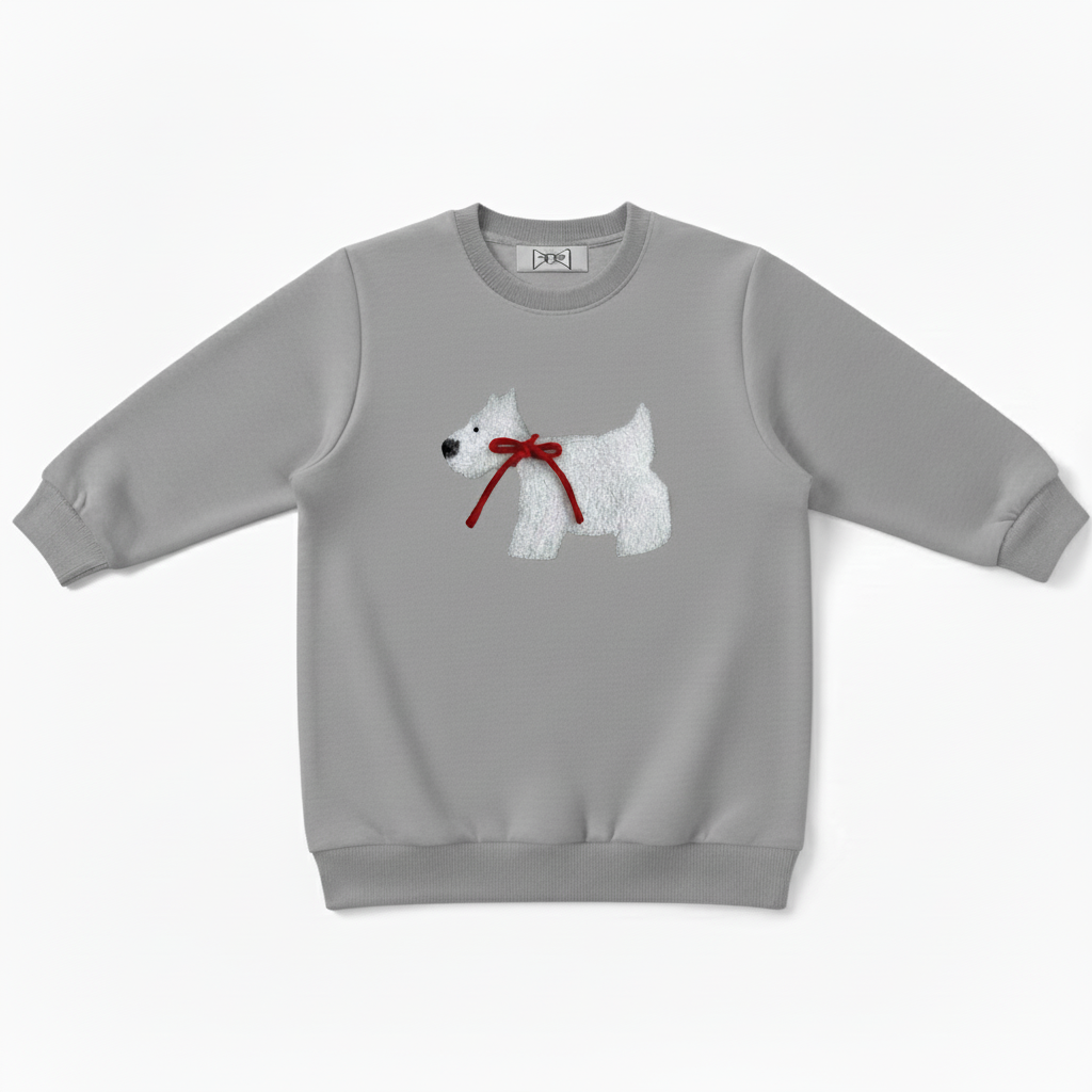 Scottish Terrier Red Bow Side Profile Crewneck C1076