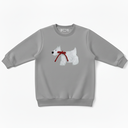 Scottish Terrier Red Bow Side Profile Crewneck C1076