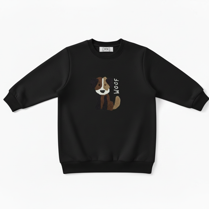 Woof Brown White Dog Graphic Crewneck C1074