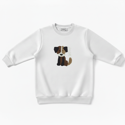 Woof Brown White Dog Graphic Crewneck C1074
