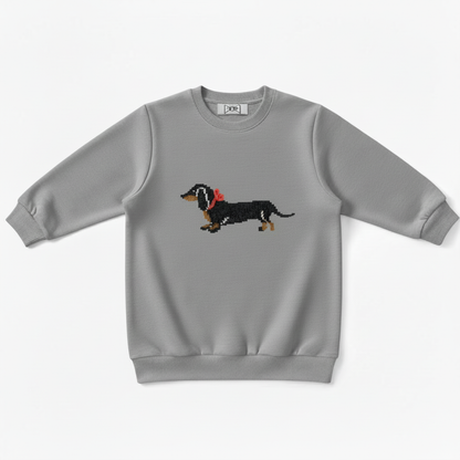 Black Dachshund Walking Red Bow Dog Lover Crewneck C1075