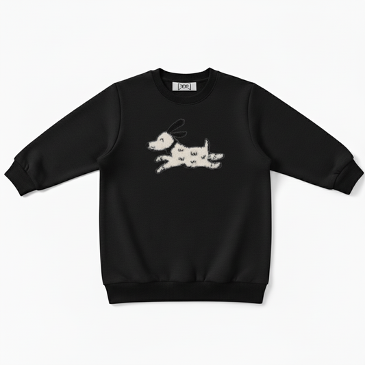 Cute White Running Dog Pet Crewneck C1077