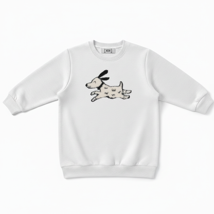 Cute White Running Dog Pet Crewneck C1077