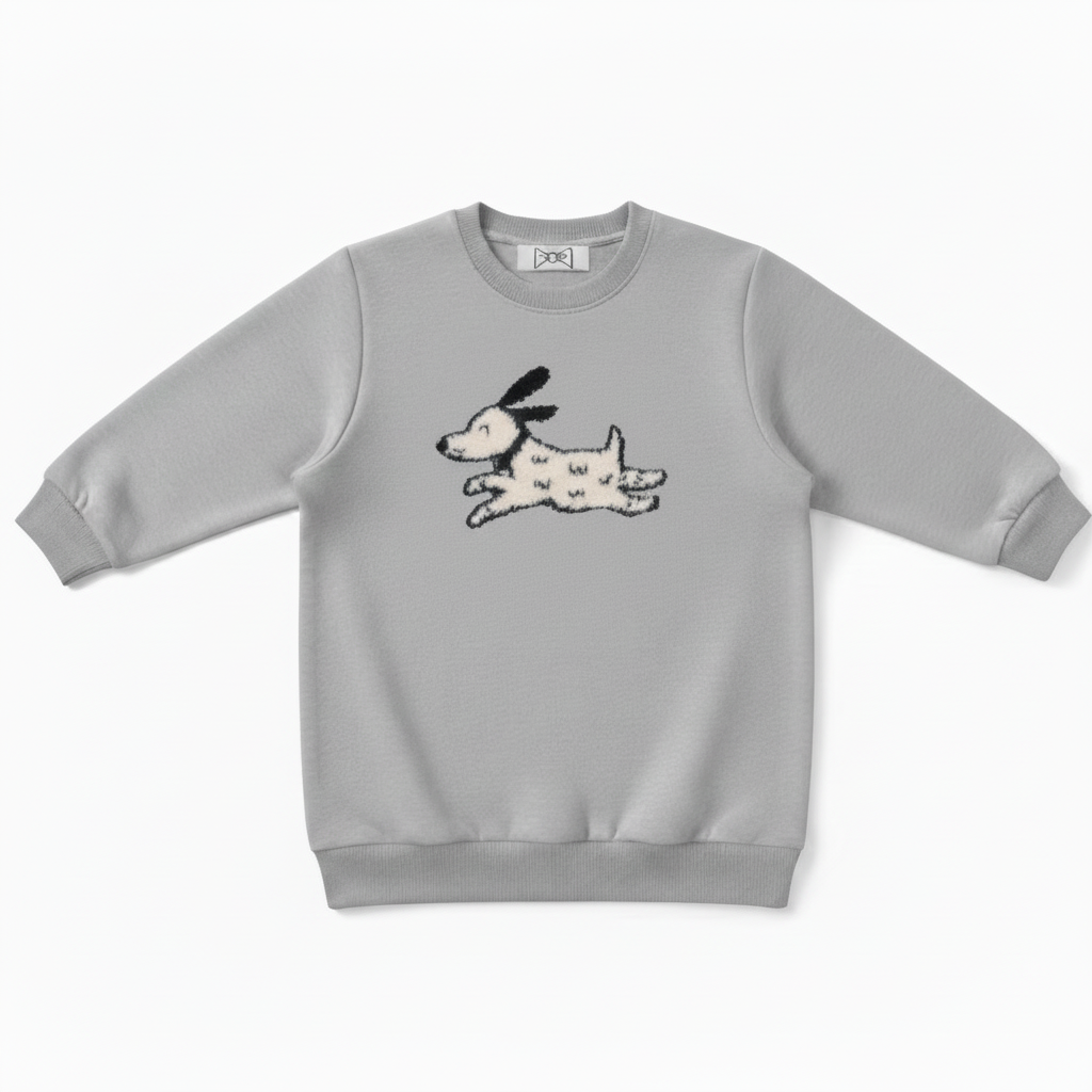 Cute White Running Dog Pet Crewneck C1077