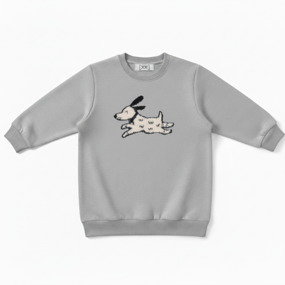 Cute White Running Dog Pet Crewneck C1077