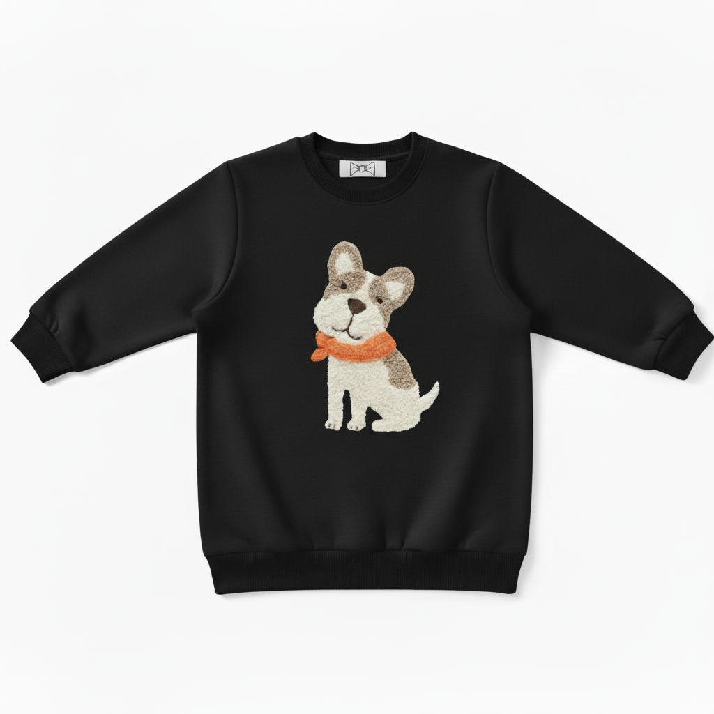 Gray French Bulldog Orange Scarf Dog Gift Crewneck C1078