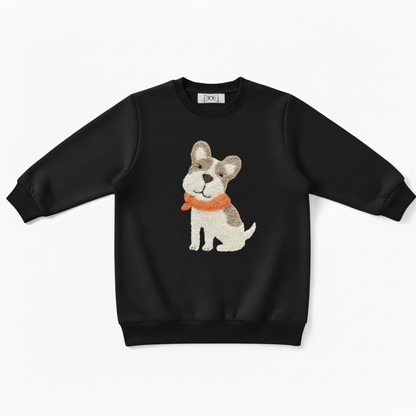 Gray French Bulldog Orange Scarf Dog Gift Crewneck C1078