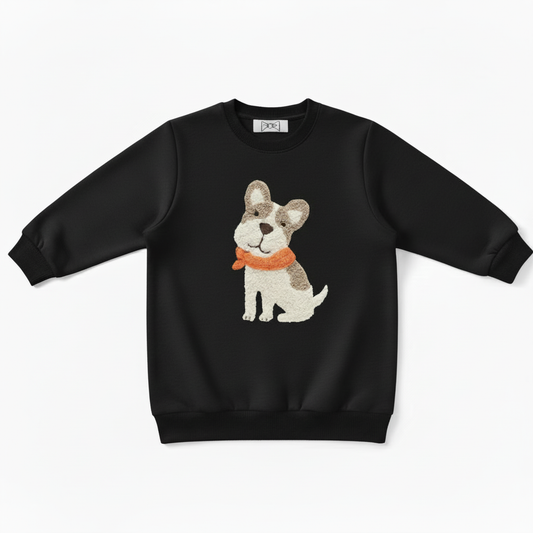 Gray French Bulldog Orange Scarf Dog Gift Crewneck C1078