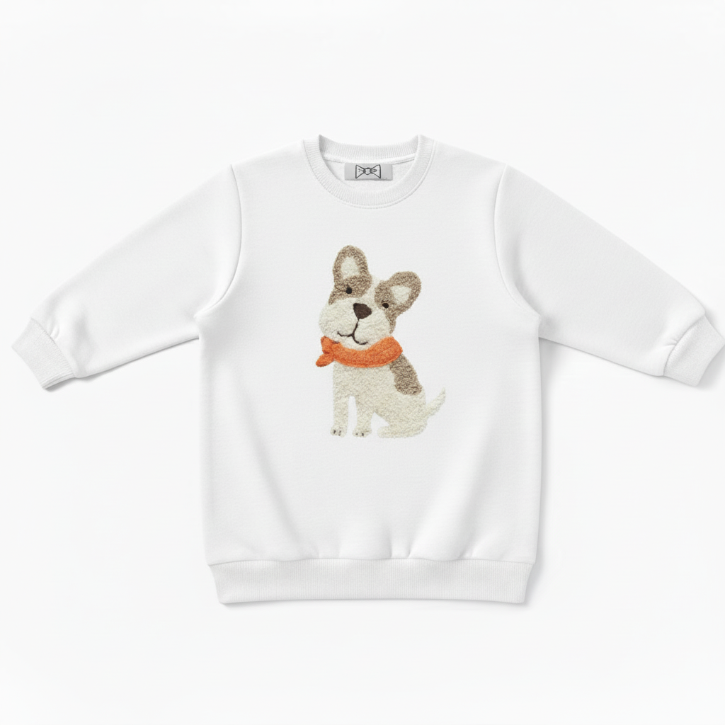Gray French Bulldog Orange Scarf Dog Gift Crewneck C1078