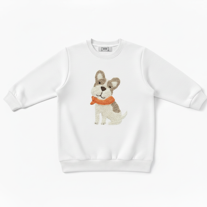Gray French Bulldog Orange Scarf Dog Gift Crewneck C1078
