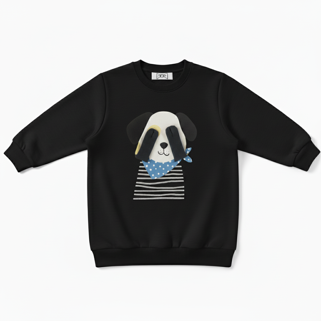 Stripe Shirt Dog Blue Bandana Graphic Crewneck C1080