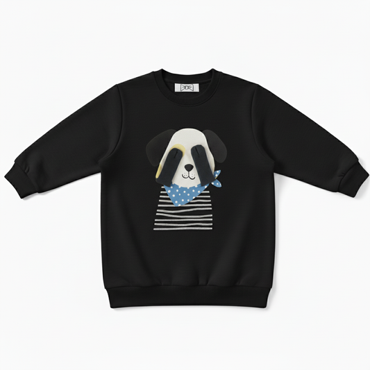 Stripe Shirt Dog Blue Bandana Graphic Crewneck C1080