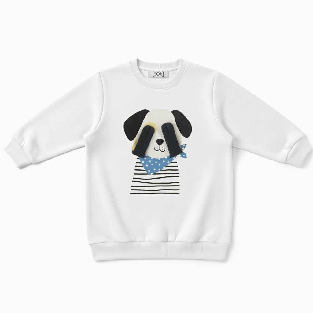 Stripe Shirt Dog Blue Bandana Graphic Crewneck C1080