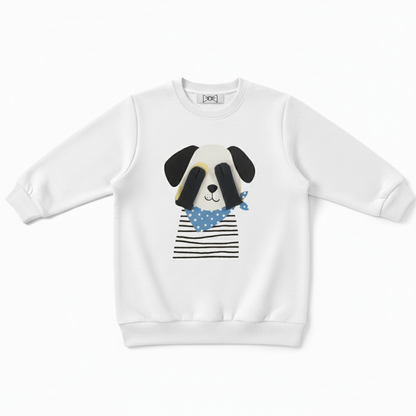 Stripe Shirt Dog Blue Bandana Graphic Crewneck C1080