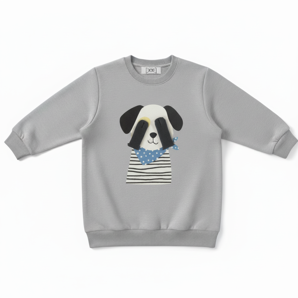 Stripe Shirt Dog Blue Bandana Graphic Crewneck C1080