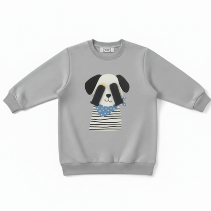 Stripe Shirt Dog Blue Bandana Graphic Crewneck C1080