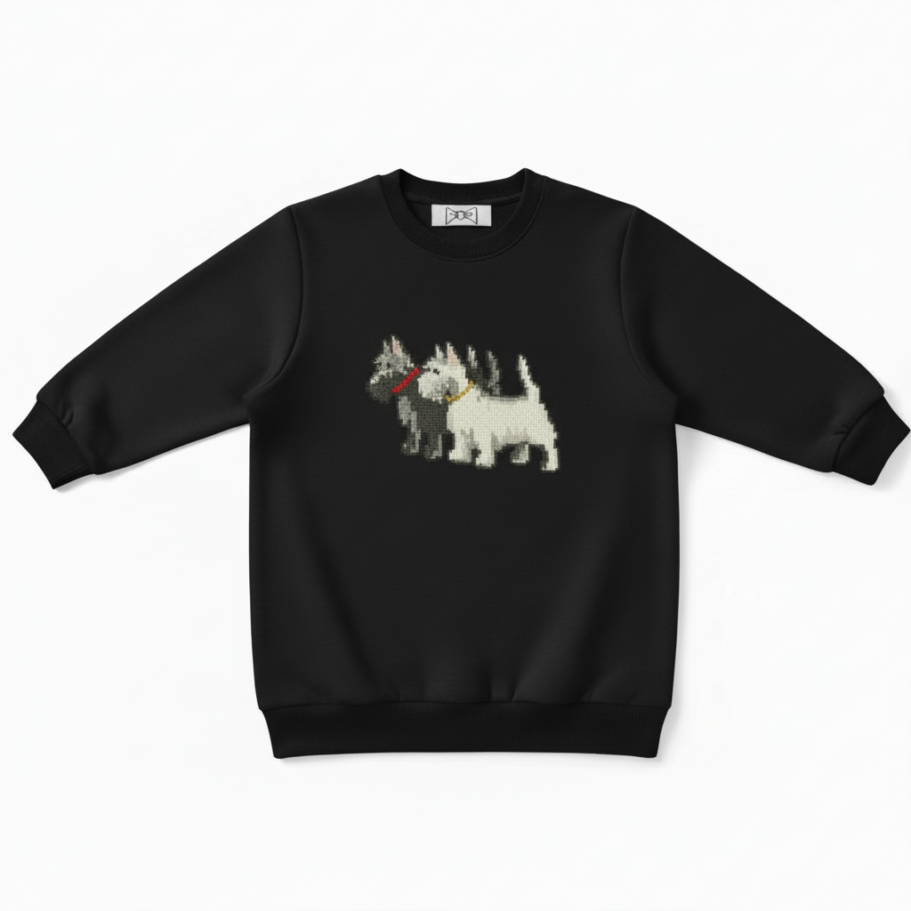 Two Westie Dogs Pixel Duo Graphic Crewneck C1081