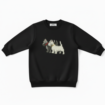 Two Westie Dogs Pixel Duo Graphic Crewneck C1081