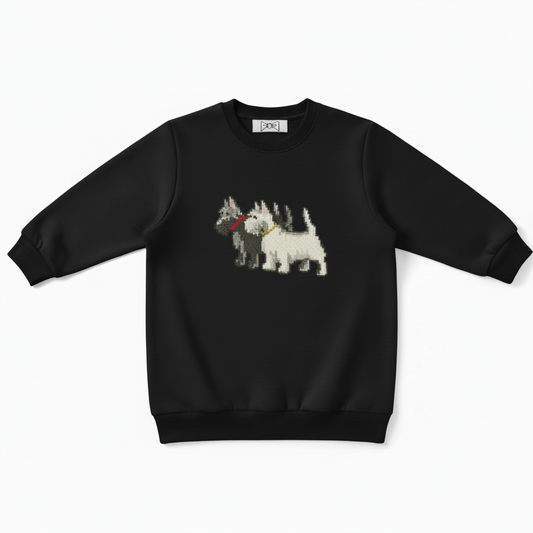 Two Westie Dogs Pixel Duo Graphic Crewneck C1081