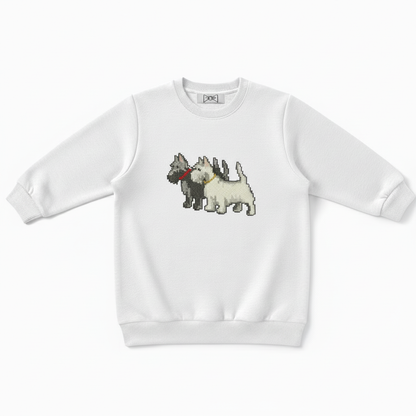 Two Westie Dogs Pixel Duo Graphic Crewneck C1081