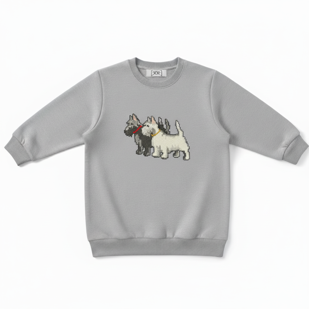 Two Westie Dogs Pixel Duo Graphic Crewneck C1081