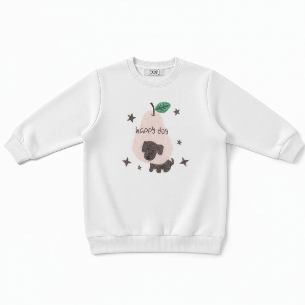 Happy Dog Pear Fruit Graphic Crewneck C1082