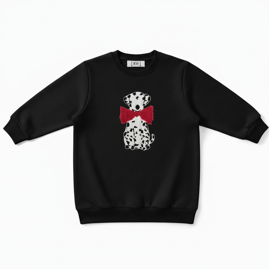 Cute Dalmatian Oversized Red Bow Pet Crewneck C1083