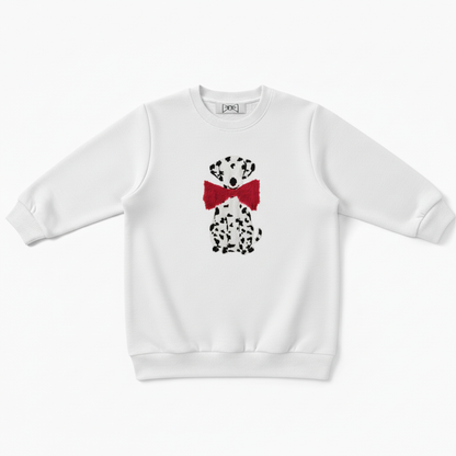 Cute Dalmatian Oversized Red Bow Pet Crewneck C1083