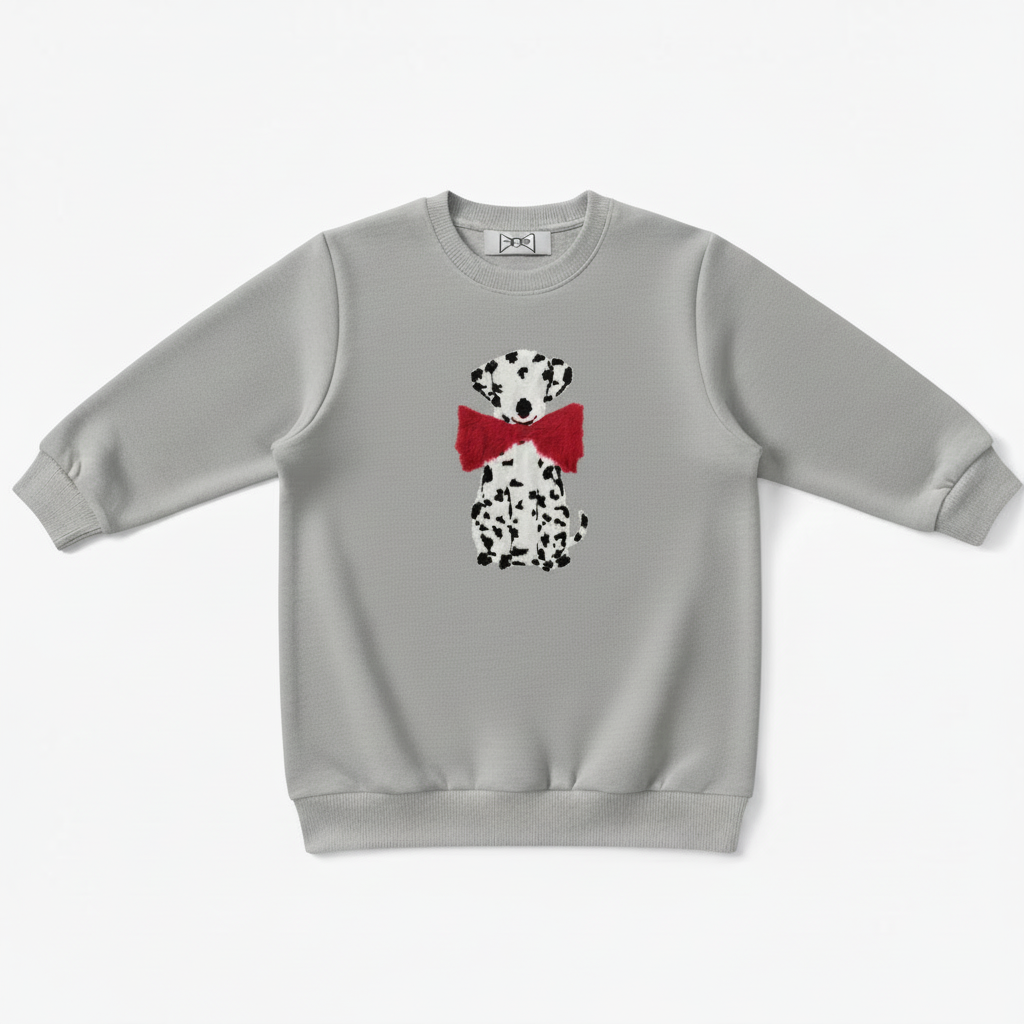 Cute Dalmatian Oversized Red Bow Pet Crewneck C1083