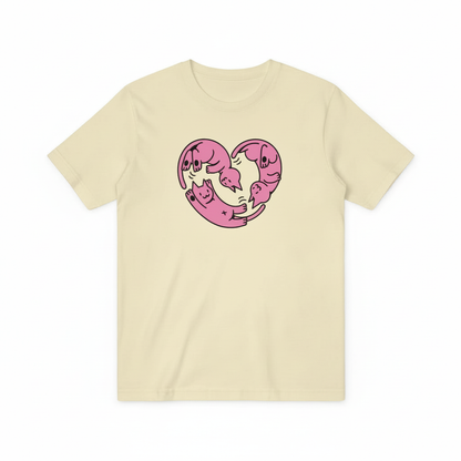 Purrfect Cat Heart Tee – Love in Every Stretch for Cat Parents T4021