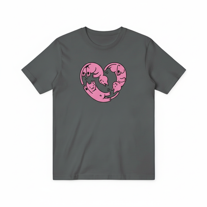 Purrfect Cat Heart Tee – Love in Every Stretch for Cat Parents T4021