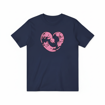Purrfect Cat Heart Tee – Love in Every Stretch for Cat Parents T4021