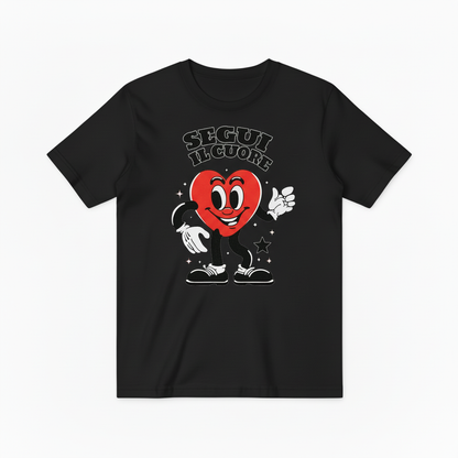 Classic Cartoon Heart Mascot Graphic Tee, Retro Love Gift T-Shirt T4019