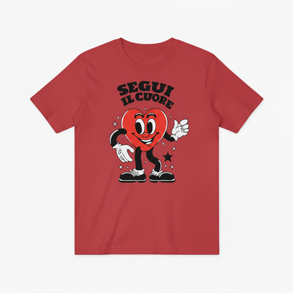 Classic Cartoon Heart Mascot Graphic Tee, Retro Love Gift T-Shirt T4019