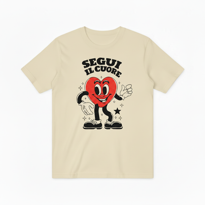 Classic Cartoon Heart Mascot Graphic Tee, Retro Love Gift T-Shirt T4019