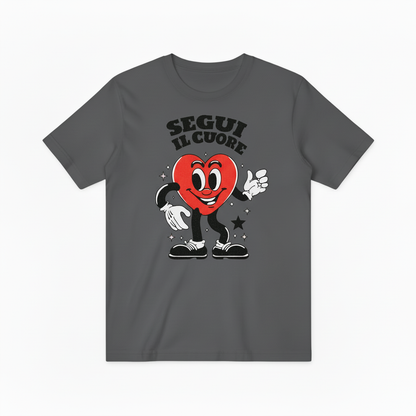 Classic Cartoon Heart Mascot Graphic Tee, Retro Love Gift T-Shirt T4019
