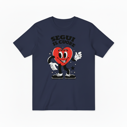 Classic Cartoon Heart Mascot Graphic Tee, Retro Love Gift T-Shirt T4019