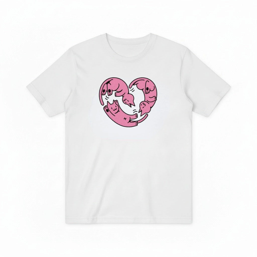 Purrfect Cat Heart Tee – Love in Every Stretch for Cat Parents T4021