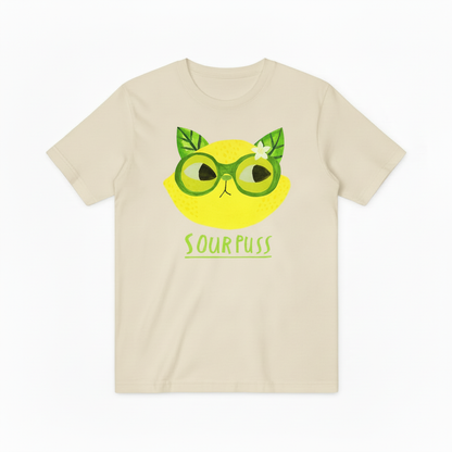 Sour Puss Funny Cat Graphic Tee - Lemon Lover T-Shirt T4026