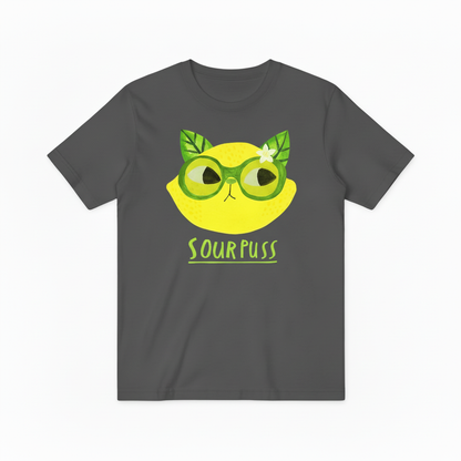 Sour Puss Funny Cat Graphic Tee - Lemon Lover T-Shirt T4026