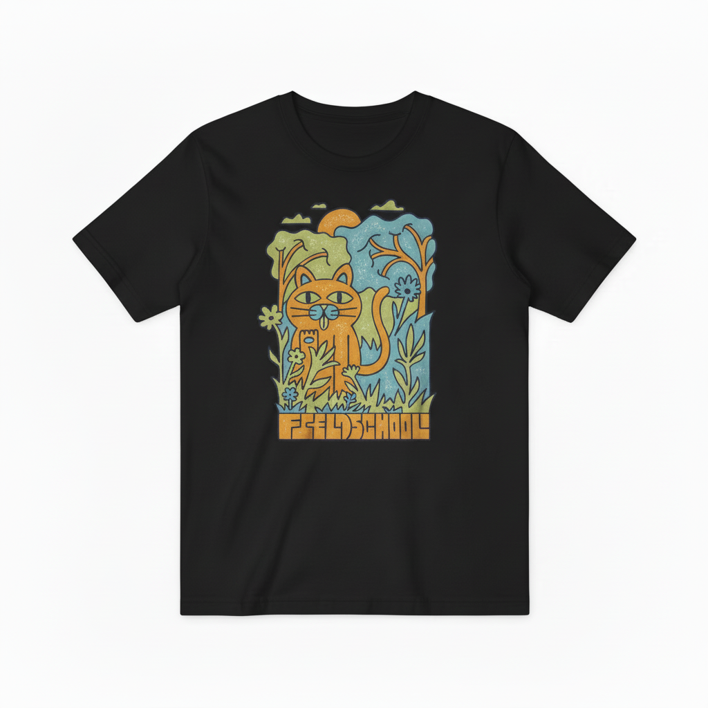 Field School Cat Graphic Tee - Retro Nature Lover T-Shirt T4027