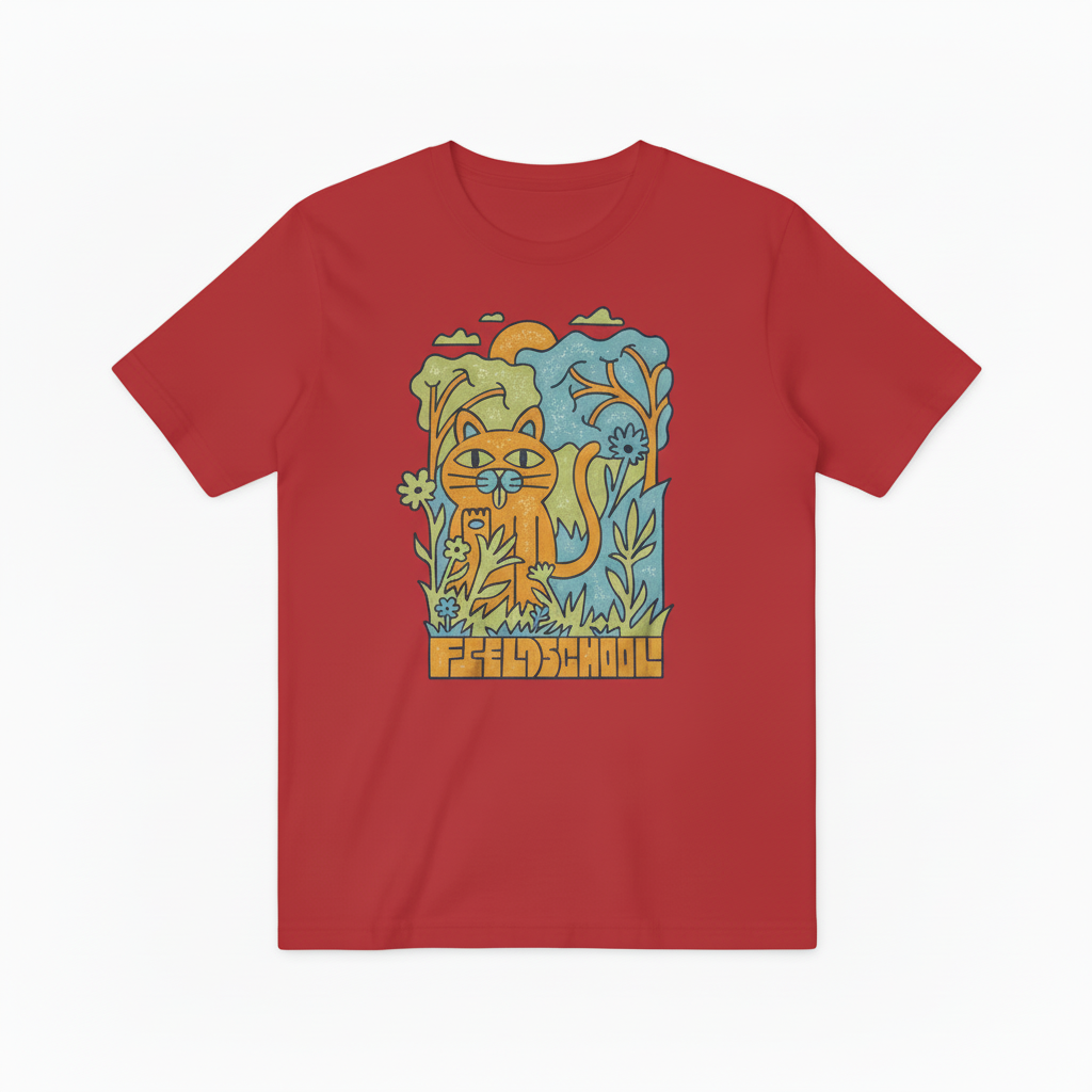 Field School Cat Graphic Tee - Retro Nature Lover T-Shirt T4027