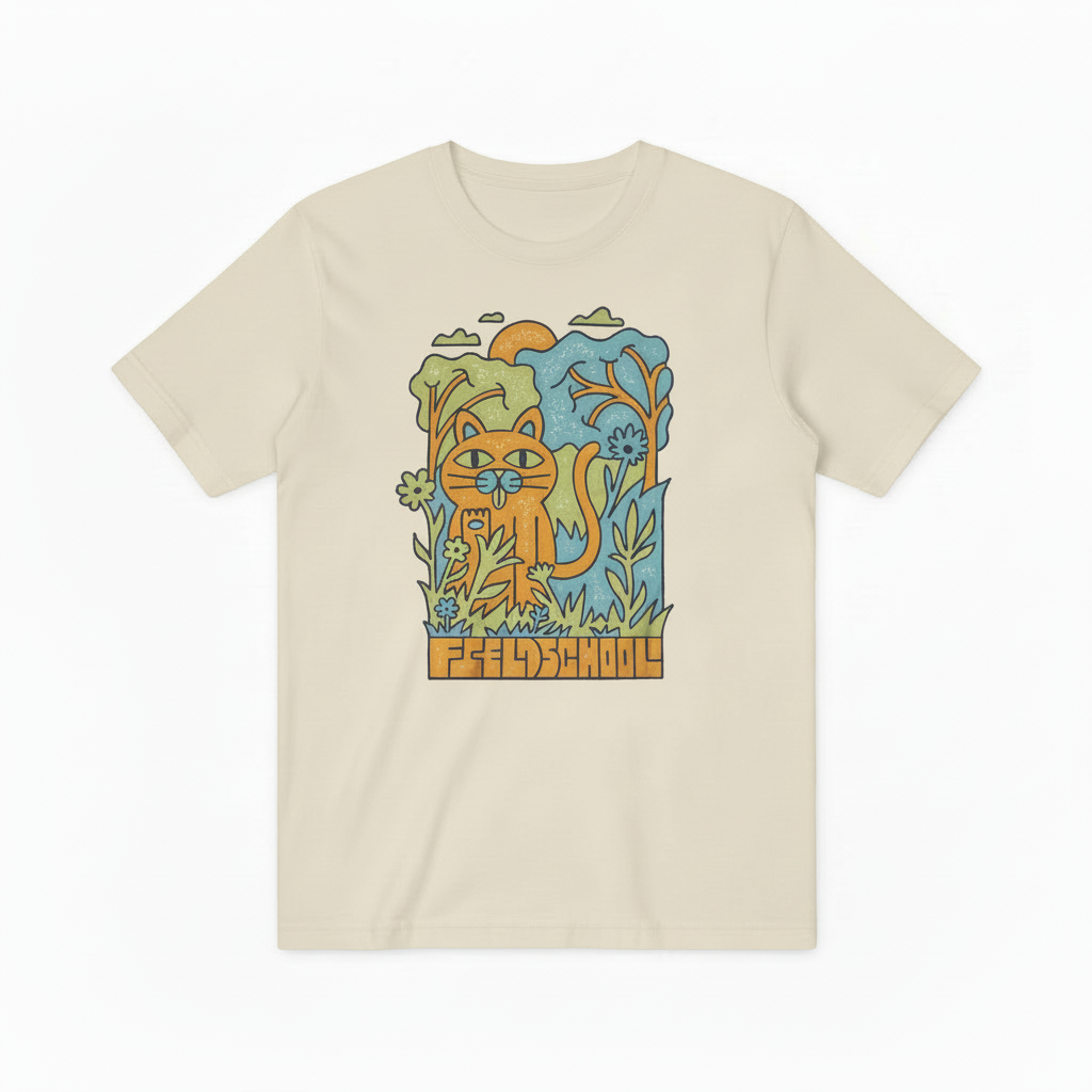 Field School Cat Graphic Tee - Retro Nature Lover T-Shirt T4027