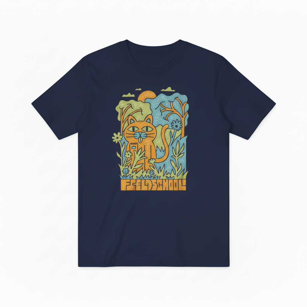 Field School Cat Graphic Tee - Retro Nature Lover T-Shirt T4027