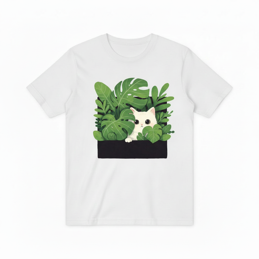 Cute Cat Plant Lover Graphic Tee - Tropical T-Shirt T4028