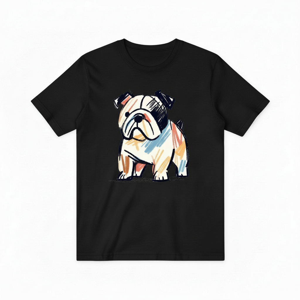 Colorful Bulldog Graphic Tee - Artistic Dog Lover T-Shirt T4025