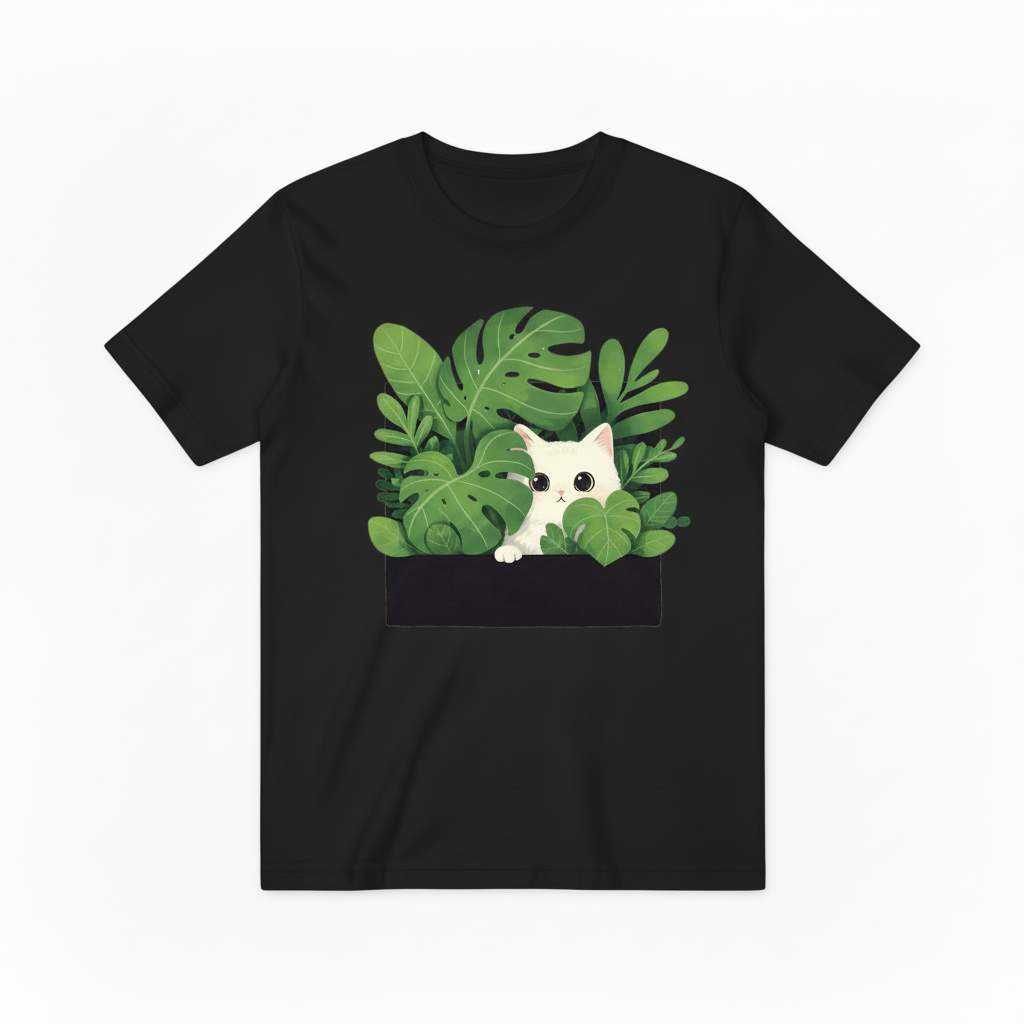 Cute Cat Plant Lover Graphic Tee - Tropical T-Shirt T4028