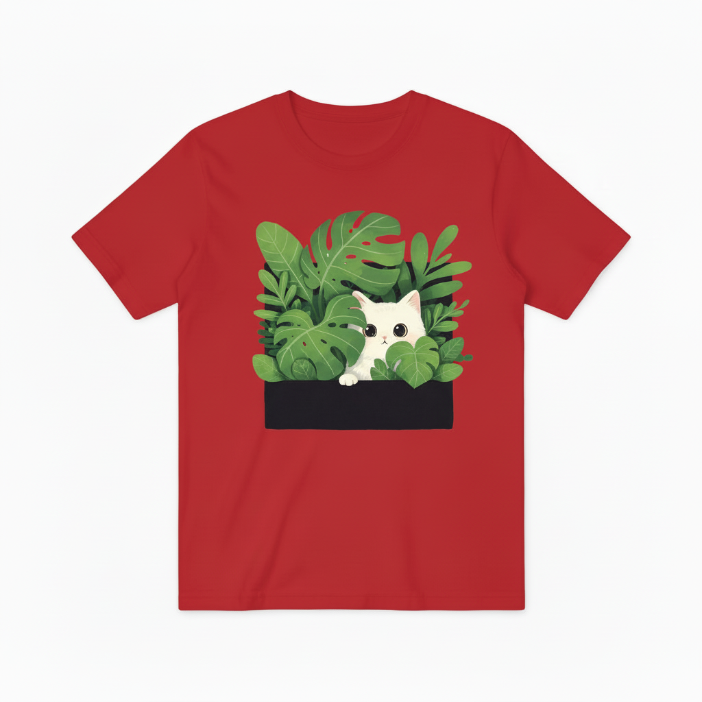 Cute Cat Plant Lover Graphic Tee - Tropical T-Shirt T4028
