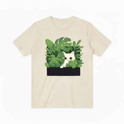 Cute Cat Plant Lover Graphic Tee - Tropical T-Shirt T4028