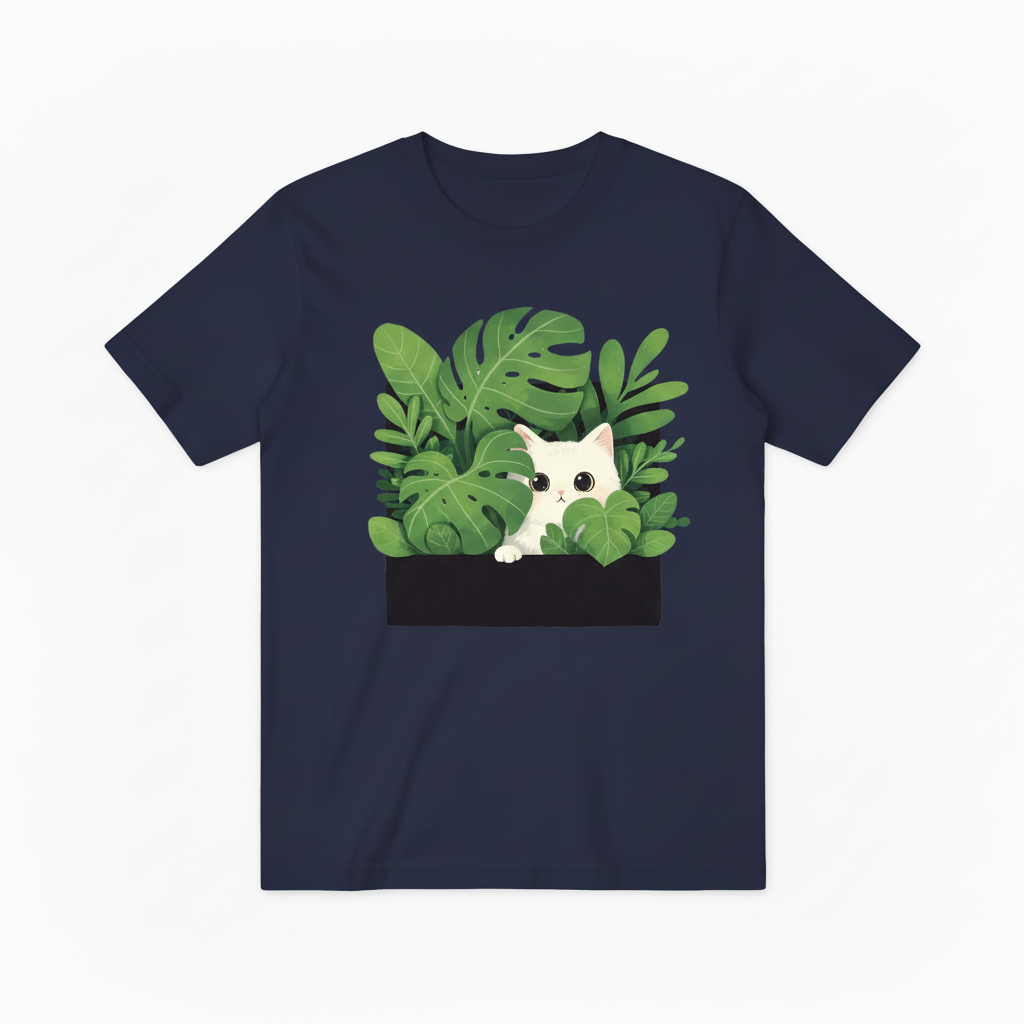 Cute Cat Plant Lover Graphic Tee - Tropical T-Shirt T4028